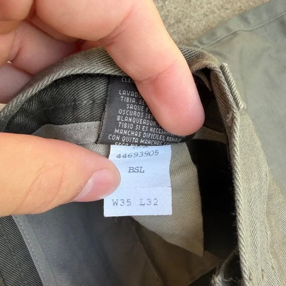 Savane Mens Olive Green Flat Front Chino Pants 100% Cotton 35x32 Straight Leg - Picture 6 of 10